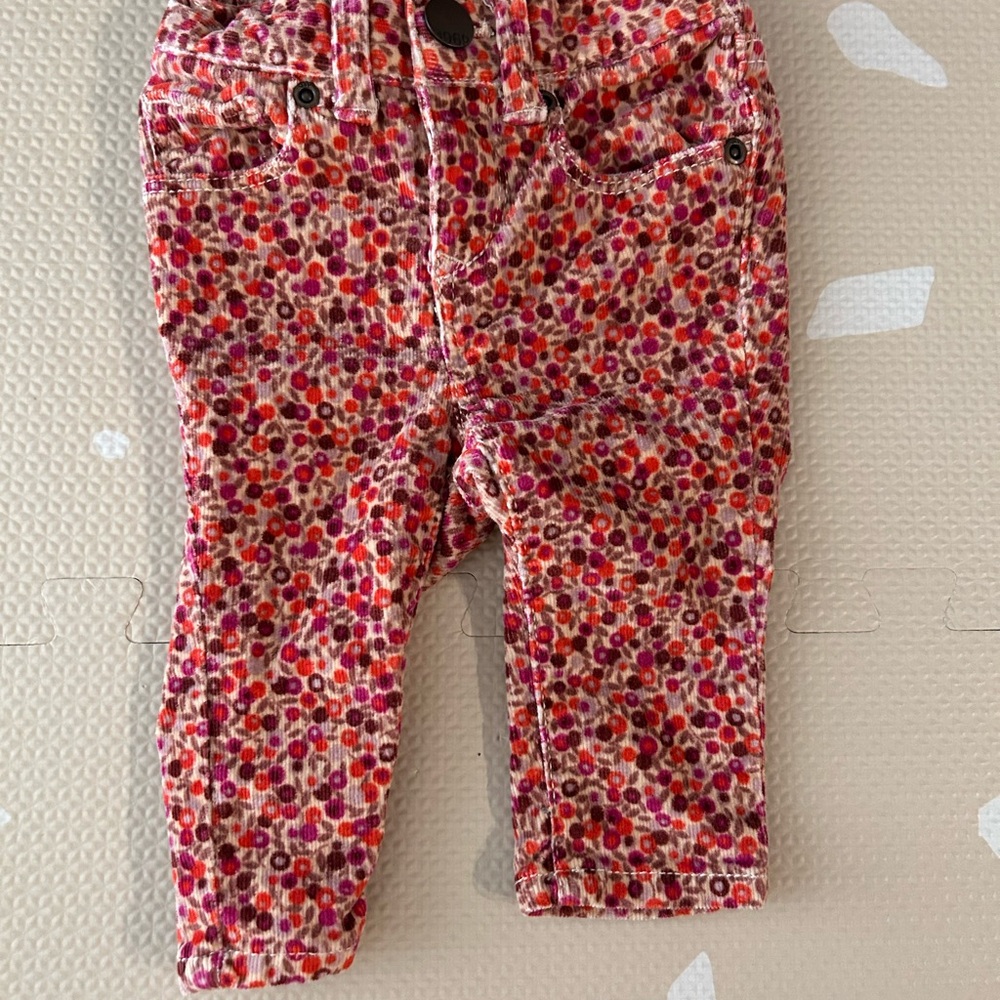 GAP 0-3m Floral Jeans - Red and Pink